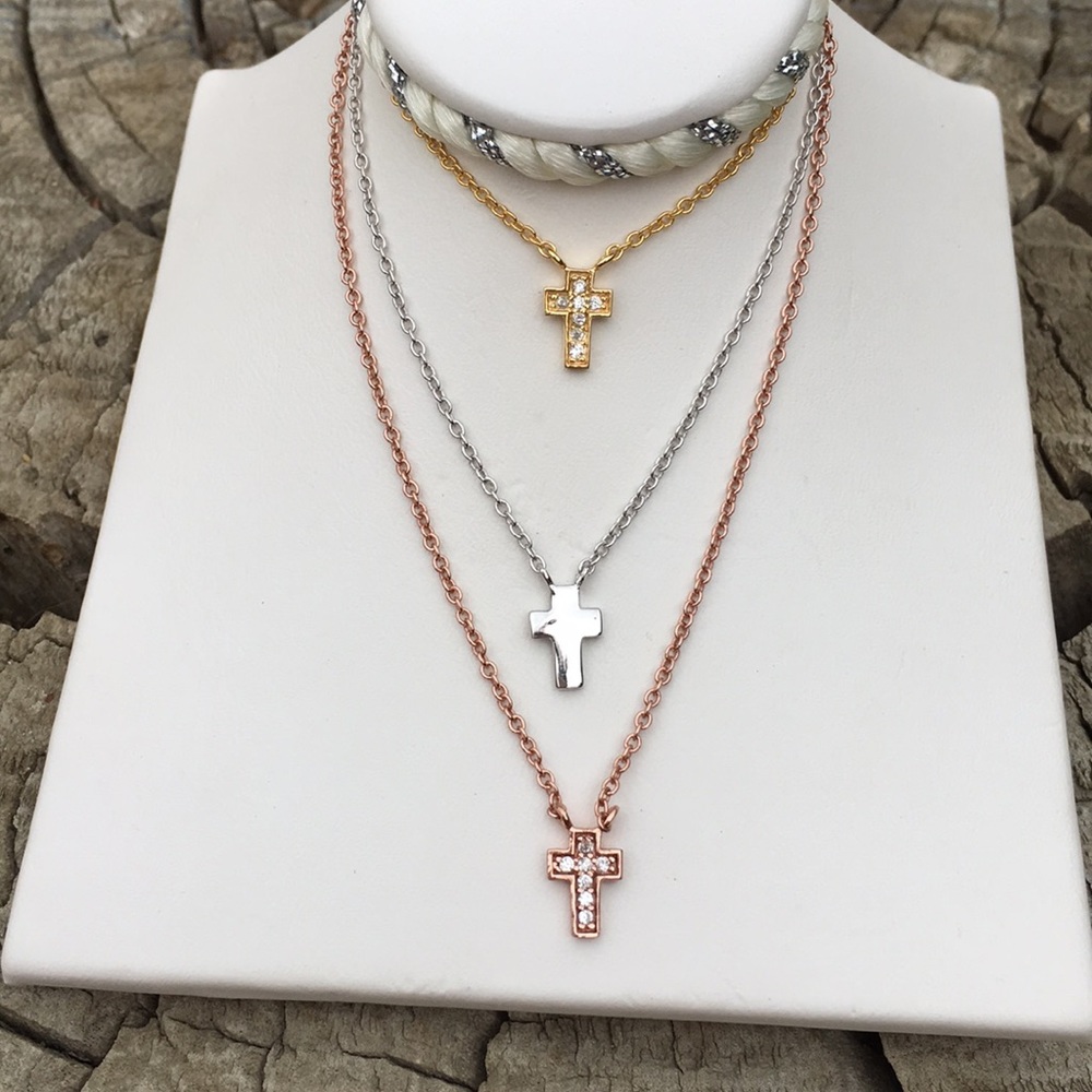 NEW 3 IN ONE SILVER, GOLD & ROSE GOLD NECKLACE